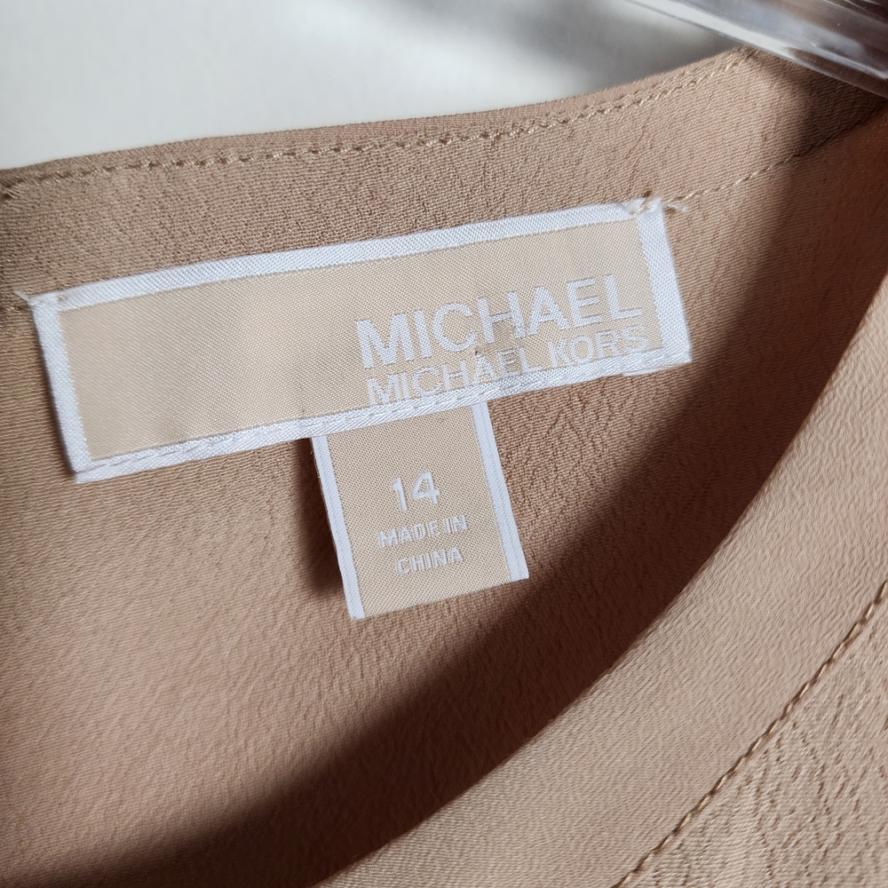 Michael Kors Tan Women's Flowy TUNIC EUC SZ 14 100% Viscose - Picture 2 of 5